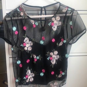 Hollister shear embroidered crop T-shirt